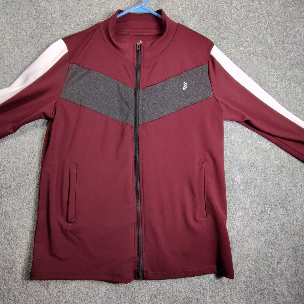Body Instinct Men's Jacket 1X Maroon Full Zip Long Sleeve Sport Track Top